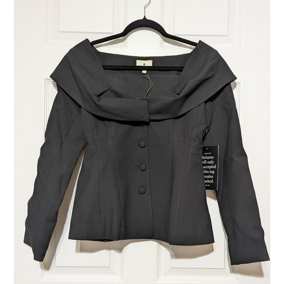 Tuckernuck Black Monroe Top Long Sleeves Button Front Work or Evening Party, S - Picture 7 of 12